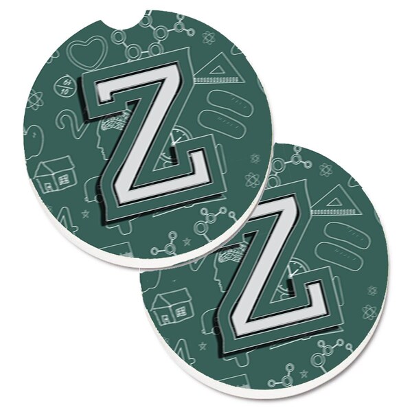 Carolines Treasures Letter Z Back to School Initial Set of 2 Cup Holder Car Coaster CJ2010-ZCARC - main